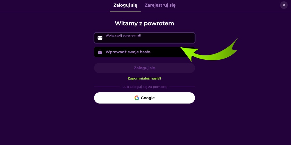 wprowadź swoje dane uwierzytelniające